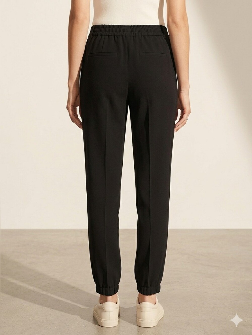 Vince Black Crepe Pintuck Elastic Waist Mid Rise Jogger Dress Pant XS - Picture 11 of 15